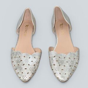Restricted Metallic Silver Scalloped D’Orsay Flats